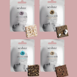 seshnz chocolate bites | 500 mg | mushroom blend | assorted flavors | pk 50 | $4.25 ea.