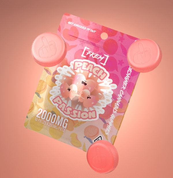 FK / Gummy 2000 mg / Peach Passion / INDICA / pk 10 / $12.3 ea.