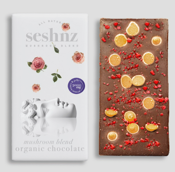 seshnz chocolate bar mushroom blend | 5000 mg | peanut butter & jelly | pk 10 | $15.25 ea