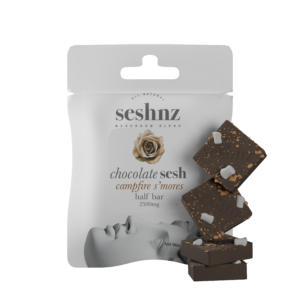seshnz chocolate half bar | 2500 mg | campfire s'mores | pk 15 | $10 ea.