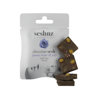 seshnz chocolate half bar | 2500 mg | peanut butter & jelly | pk 15 | $10 ea.